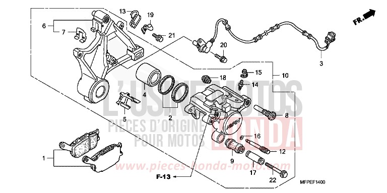 HINTERRAD-BREMSSATTEL von CB1300 Super Bold'or ABS GRAPHITE BLACK (NHB01EB) von 2010